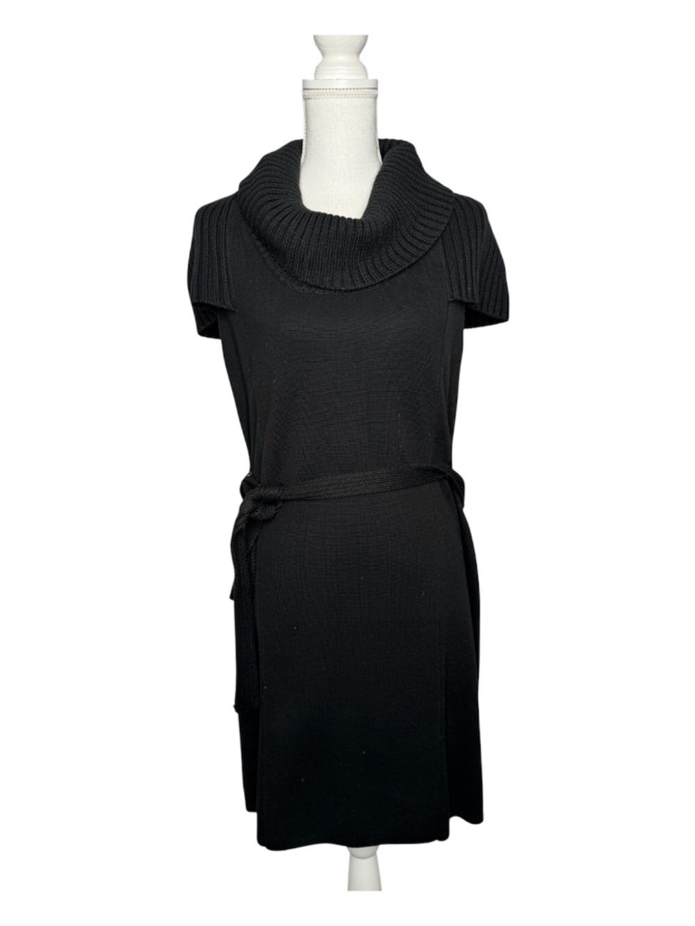 Calvin Klein Dress Women Sz Large Cowl Neck Sweater Dress Black knee kength